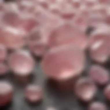 Variety of Polished Natural Rose Quartz An array of polished natural rose quartz pieces, highlighting their varied shapes and sizes