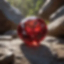 Glistening Ruby Gemstone in Rock Formation