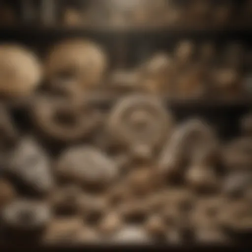 Showcasing a diverse range of fossils in a shop setting