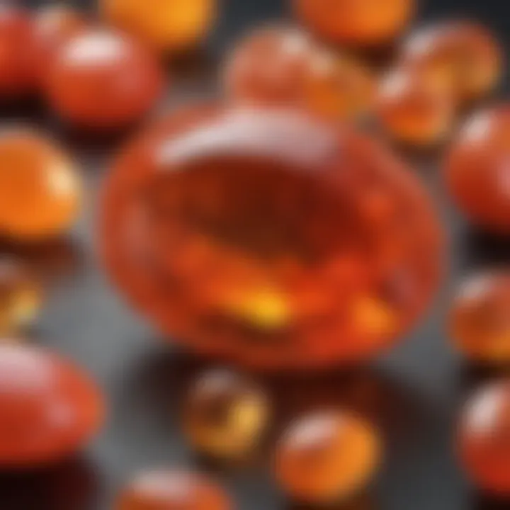 A close-up of a stunning fire opal showcasing its fiery hues.