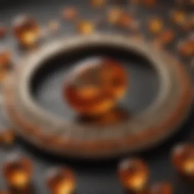 A collection of various orange gemstones displayed elegantly.