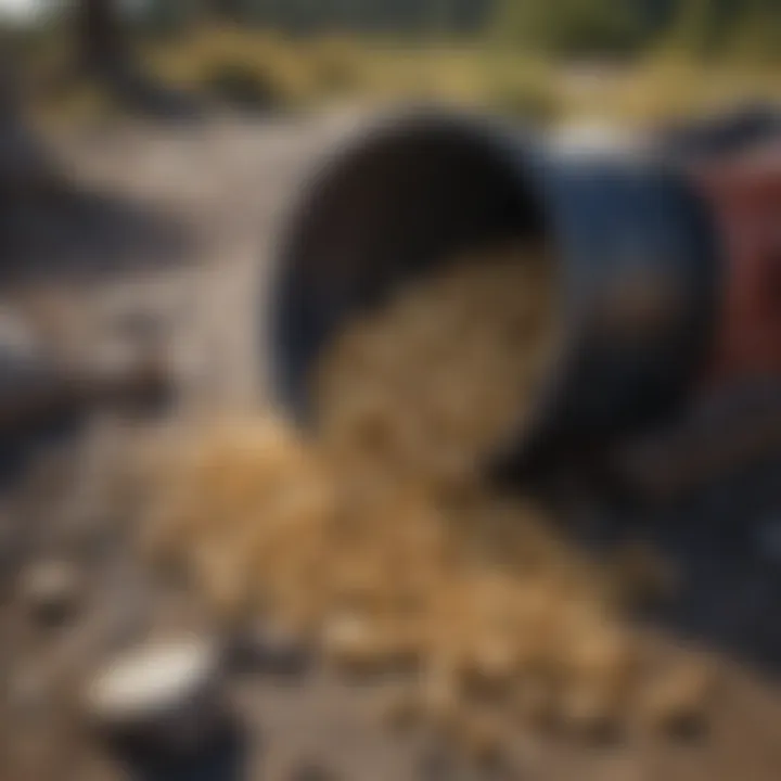 Golden nuggets collected using portable gold sluice