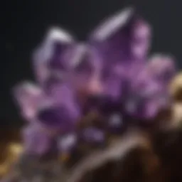 A stunning cluster of amethyst crystals showcasing vibrant purple hues