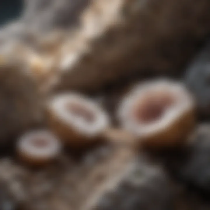 Artistic representation of quartz geode formation process within the earth