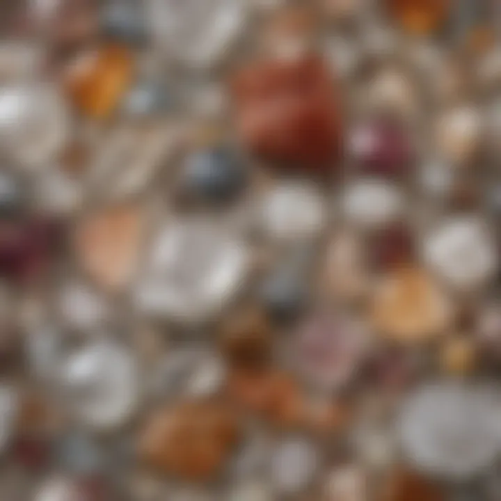 Close-up view of various quartz types highlighting their unique physical properties