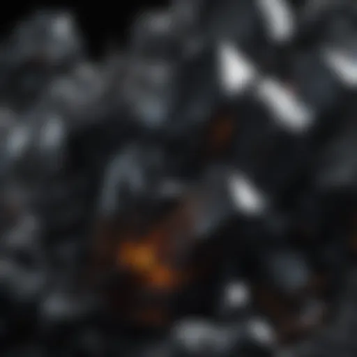 Close-up view of raw obsidian crystal showcasing its glassy texture
