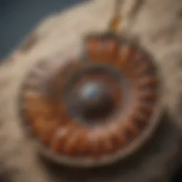 A stunning fossilized ammonite pendant showcasing intricate patterns