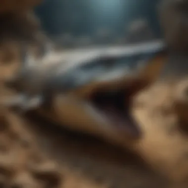 Megalodon Fossil Excavation An excavation site revealing megalodon fossils, illustrating the geological context and surrounding materials.