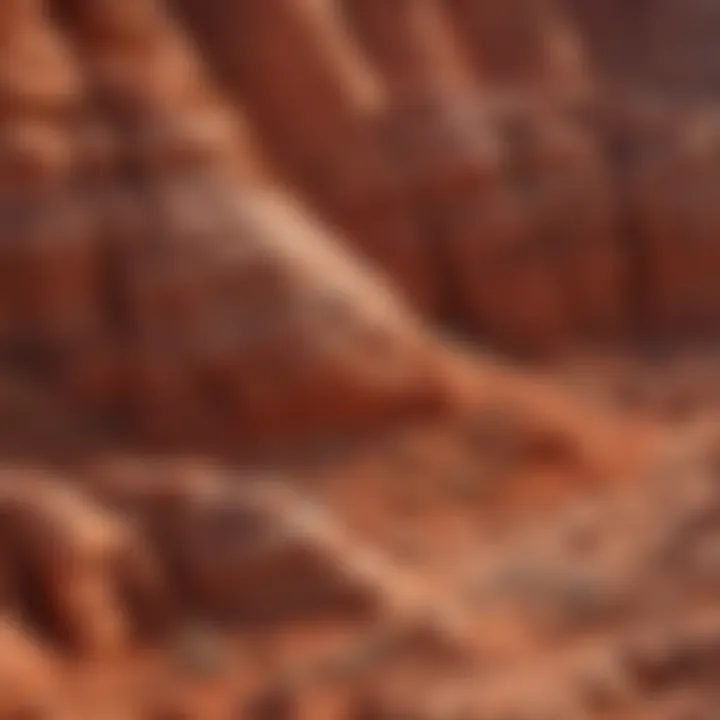 Red rock layers in a geological formation revealing history