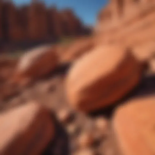 Vivid red rock formations against a blue sky