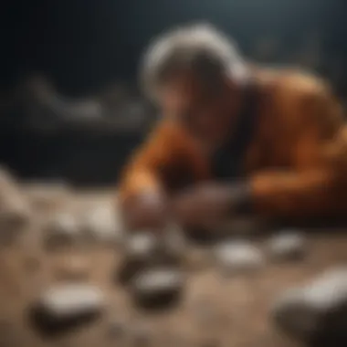 Expert geologist examining rare rock specimen