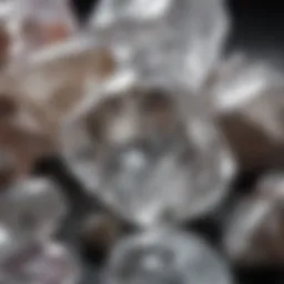 Close-up view of rock crystal stones showcasing their clarity and brilliance