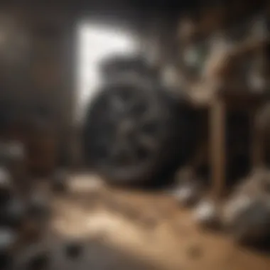 A well-organized workspace featuring tumbling equipment and grit