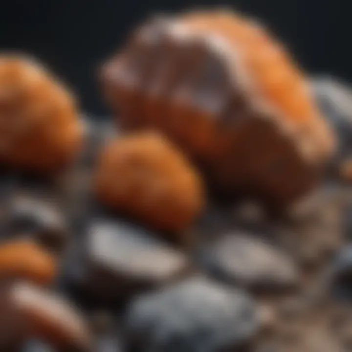 An illustration of minerals in their natural setting, emphasizing geological formations