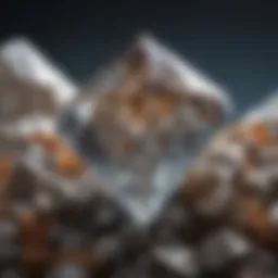 A close-up of a mineral that closely resembles a diamond, showcasing its crystalline structure.