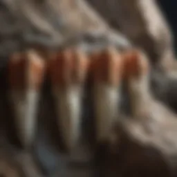 Close-up view of a rock with tooth-like formations