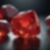 Close-up view of ruby cristal showcasing its vibrant red hue