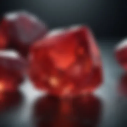 Close-up view of ruby cristal showcasing its vibrant red hue