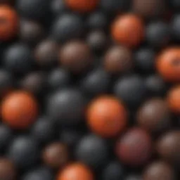Close-up view of 8mm lava beads showcasing their unique texture and color variations.