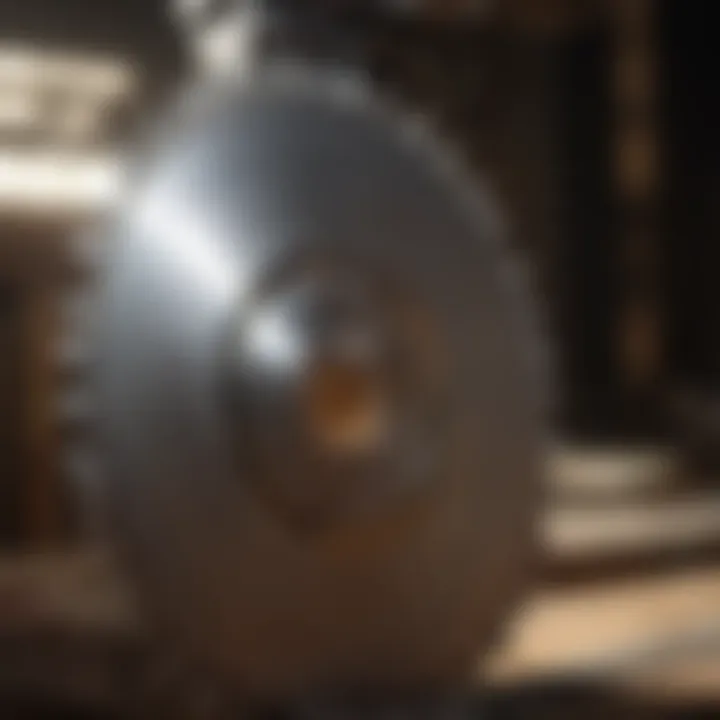 Close-up of a slab cutting saw blade