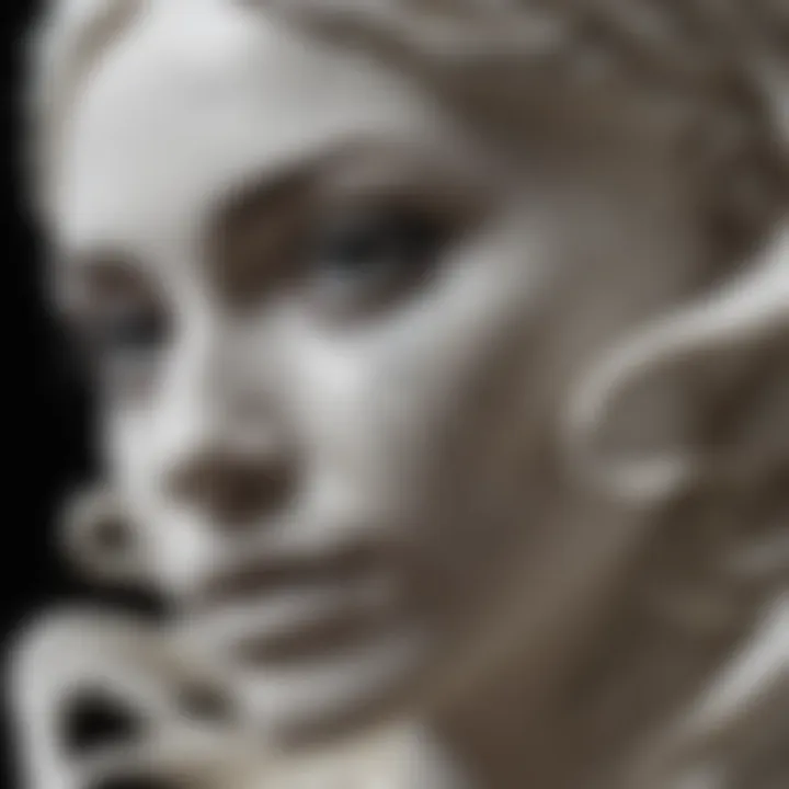 Artistic representation showcasing the beauty of white stone with black veins in a sculpture