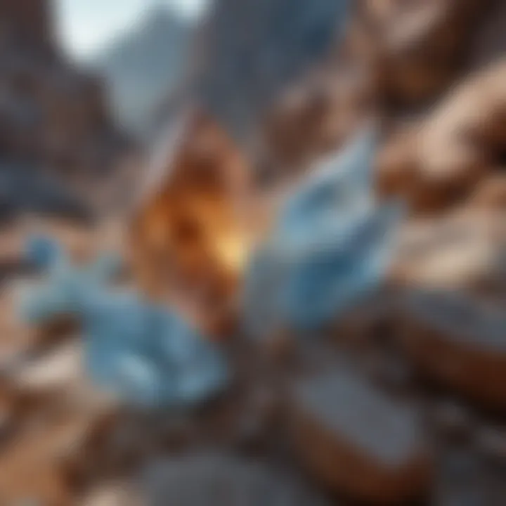 Close-up of geological context of crystals in natural surroundings