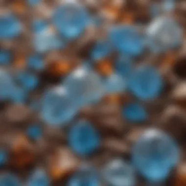Collection of light blue and brown crystals displayed artistically