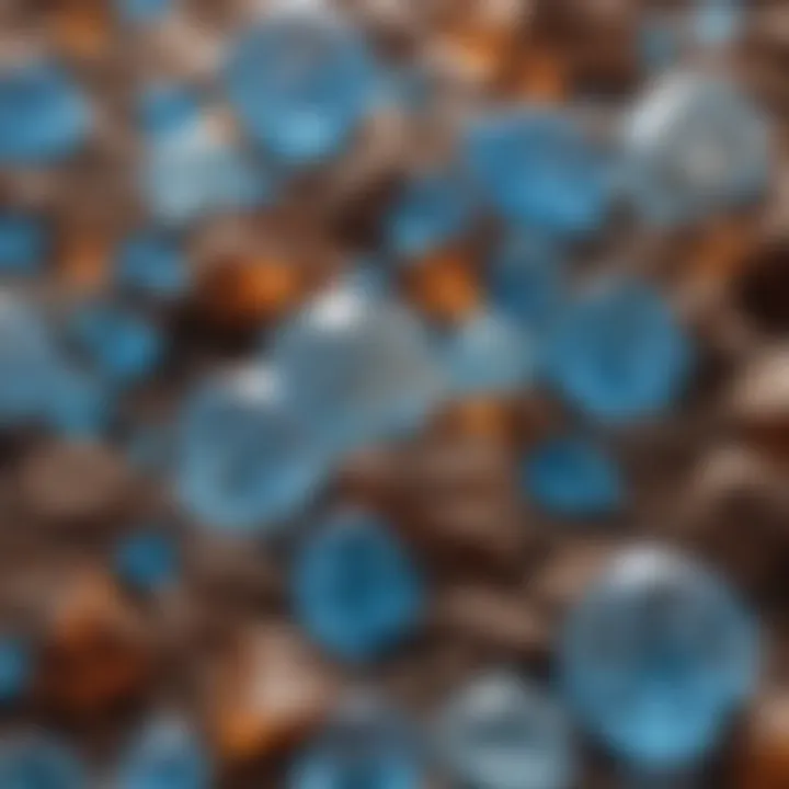 Collection of light blue and brown crystals displayed artistically