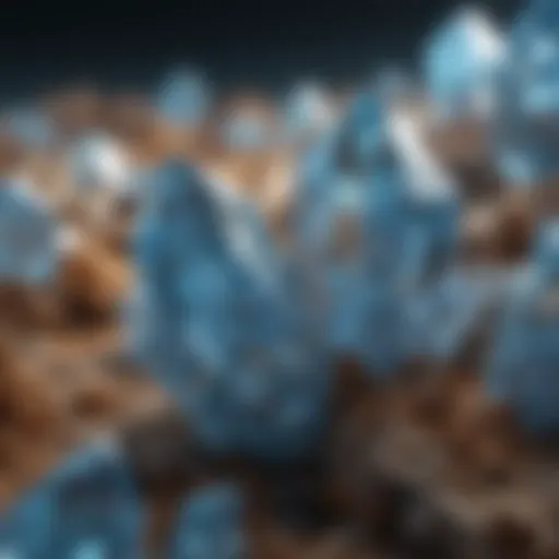 Stunning light blue crystal formation reflecting sunlight