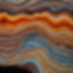 Close-up view of agate banding patterns showcasing its unique layers