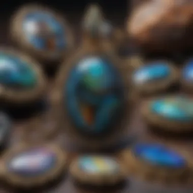 A collection of boulder opal jewelry pieces displayed elegantly