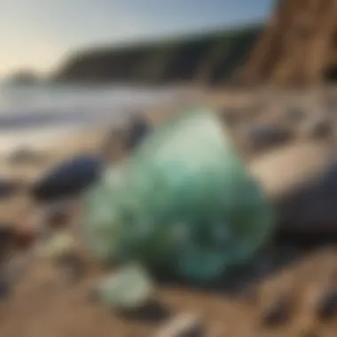 Natural Habitat of Sea Glass A scenic coastal view where sea glass is naturally found, illustrating the beauty of its origin