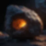 A stunning specimen of black light rock glowing under ultraviolet light