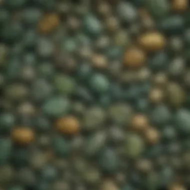 Display of various green stones showcasing their unique characteristics