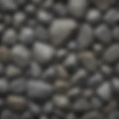 A collection of various grey rocks with sparkles arranged aesthetically.