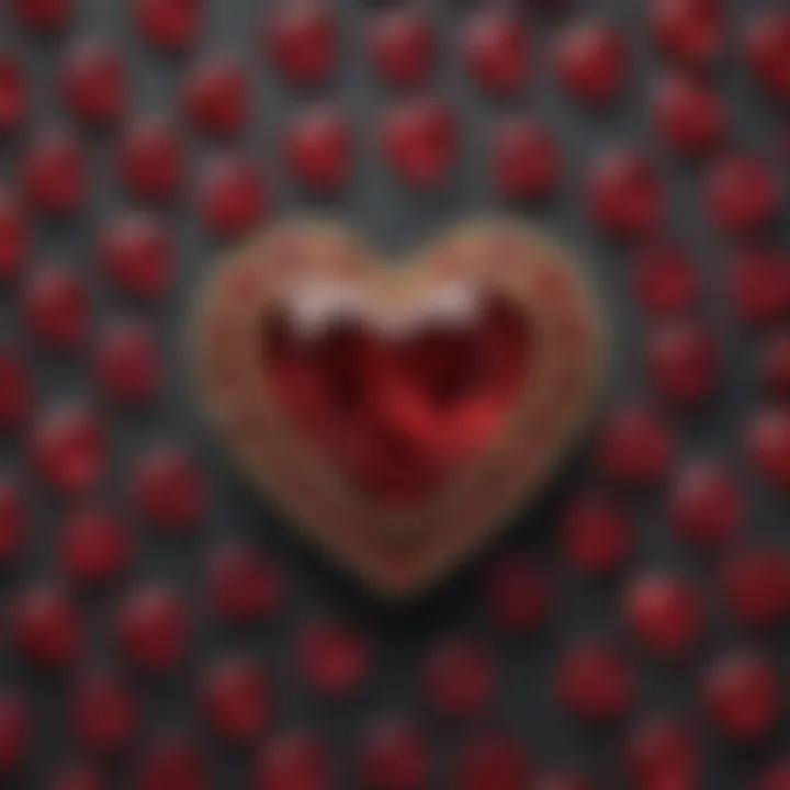 A historical representation of heart-shaped ruby stones in cultural artifacts and jewelry