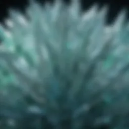 Close-up view of light blue green crystal with intricate patterns