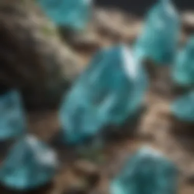 Geological Formation of Light Blue Green Crystal Natural formation of light blue green crystal in geological setting