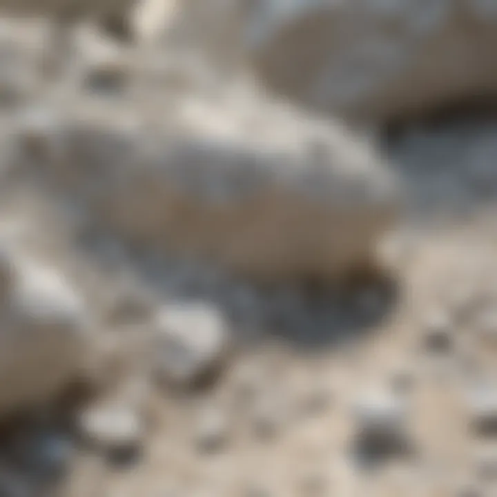 Close-up view of sparkling white rock with shiny flakes under natural light