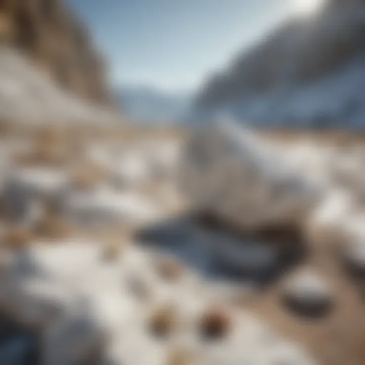 Geological formation showcasing white rock with shiny flakes in its natural habitat