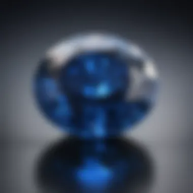A close-up view highlighting the clarity and cut of a sapphire gemstone, emphasizing its brilliance.