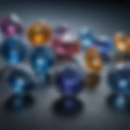 A stunning array of sapphire colors showcasing the spectrum from deep blue to light pastel shades.