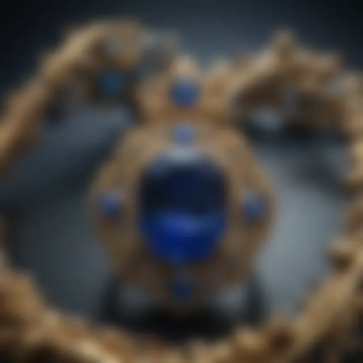 A historical depiction of sapphires in various cultural contexts and their significance in jewelry.
