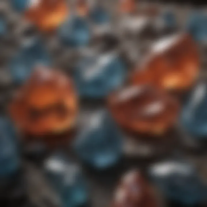 Aesthetic display of various iron-coated crystals.