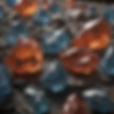 Aesthetic Display of Iron-Coated Crystals Aesthetic display of various iron-coated crystals.