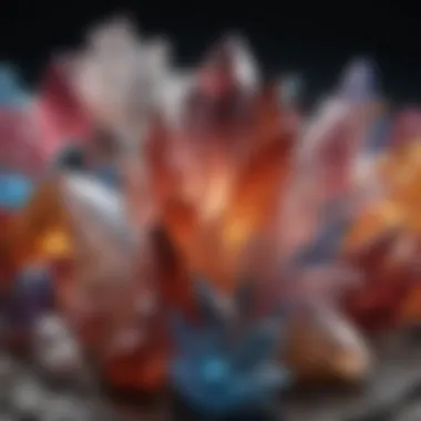 Natural Beauty of Crystals A stunning array of crystals showcasing their natural beauty in various colors and shapes.