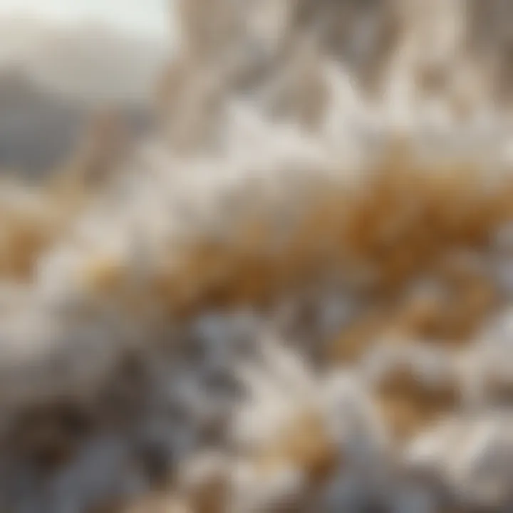Geological origins of white and gold crystals depicted in a captivating landscape