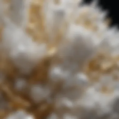 A stunning array of white and gold crystals showcasing their natural beauty