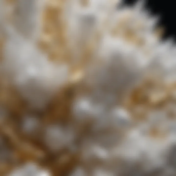 A stunning array of white and gold crystals showcasing their natural beauty