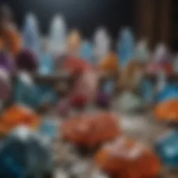 A stunning array of crystals displayed in a collector's showcase